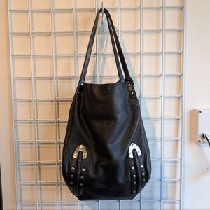 Cacharel Leather Purse With Silver Hardware & Keychain